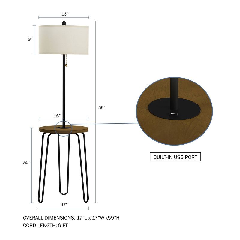 Floor Lamp End Table- Modern Hairpin Legs
