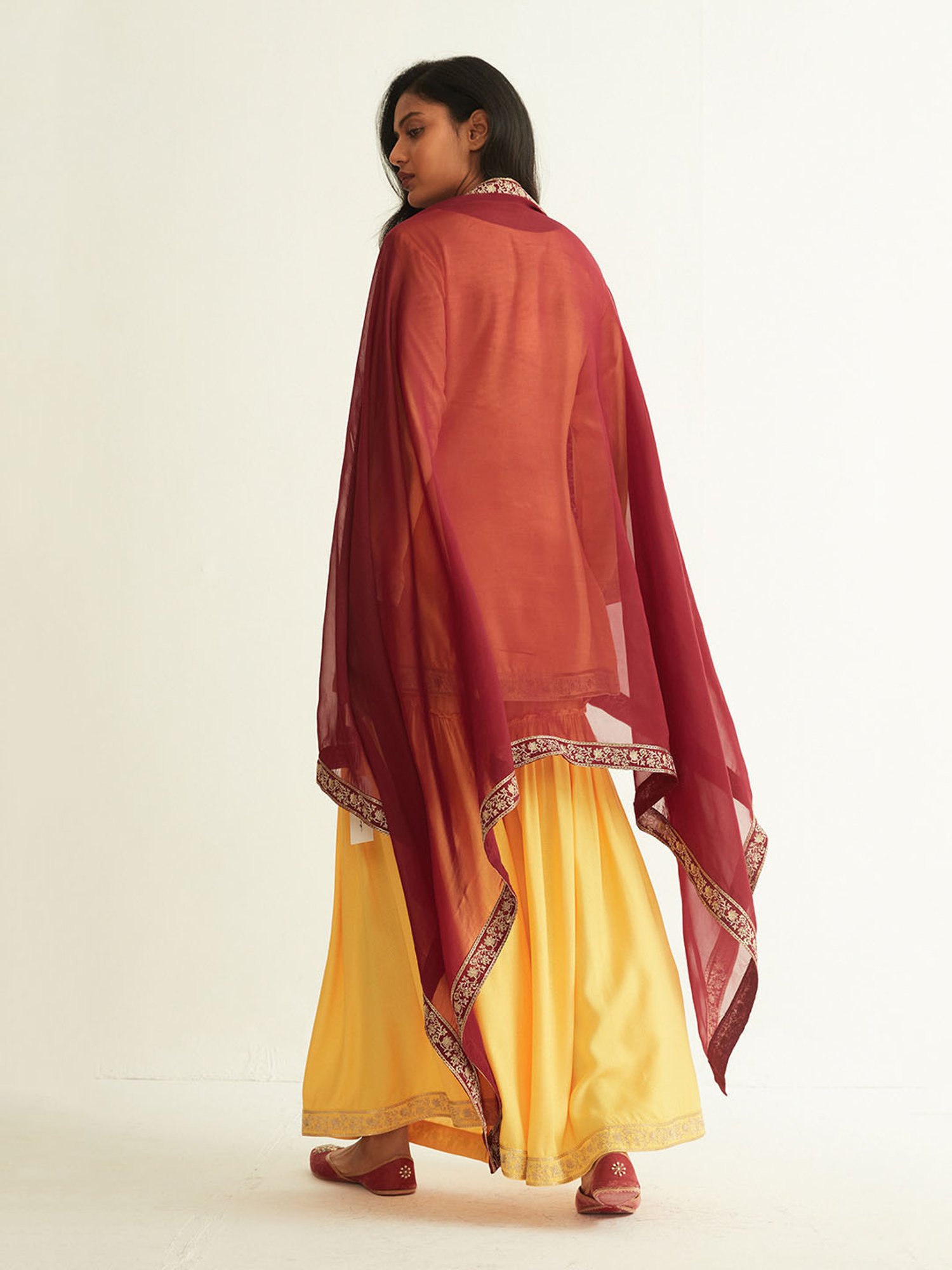 ANCESTRY Yellow Embroidered Kurti