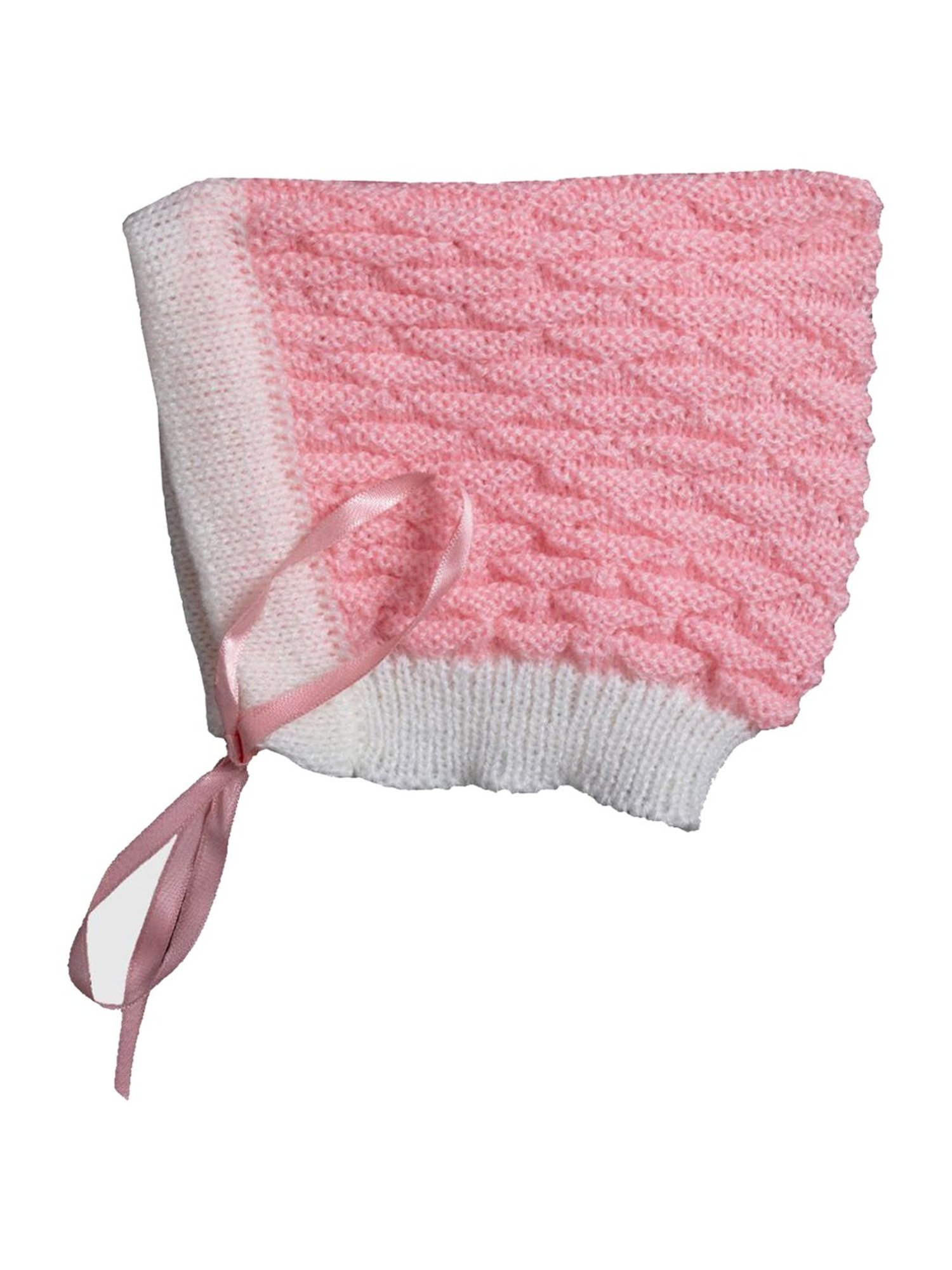 Little Angels Kids Pink & White Textured Pattern Full Sleeves Sweater Set