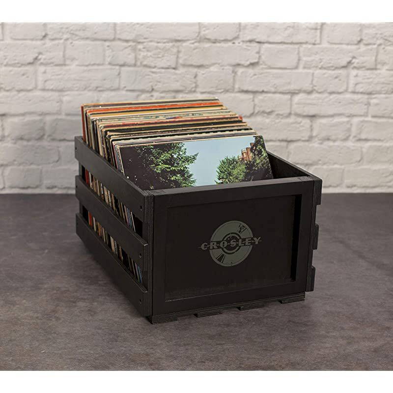 AC1004A-BK Record Storage Crate Holds up to 75 Albums, Black
