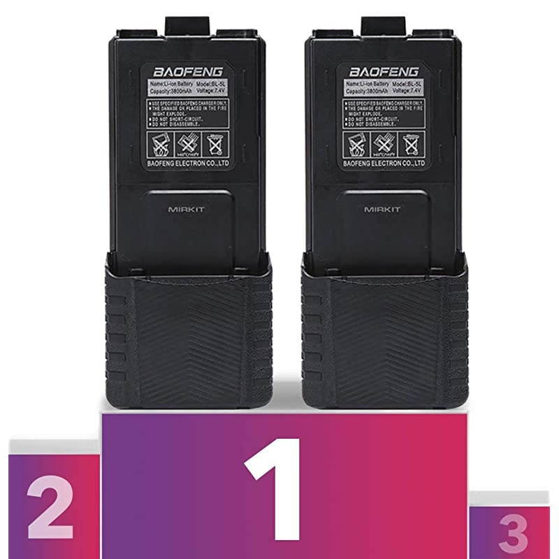 2pc Baofeng BL5L 3800 mAh Extended Batteries Compatible with UV5R BF8HP UV5RX3 RD5R UV5RTP UV5R+ UV5X3 Rechargeable Extended Baofeng Accessories Battery by  Radio USA Warranty