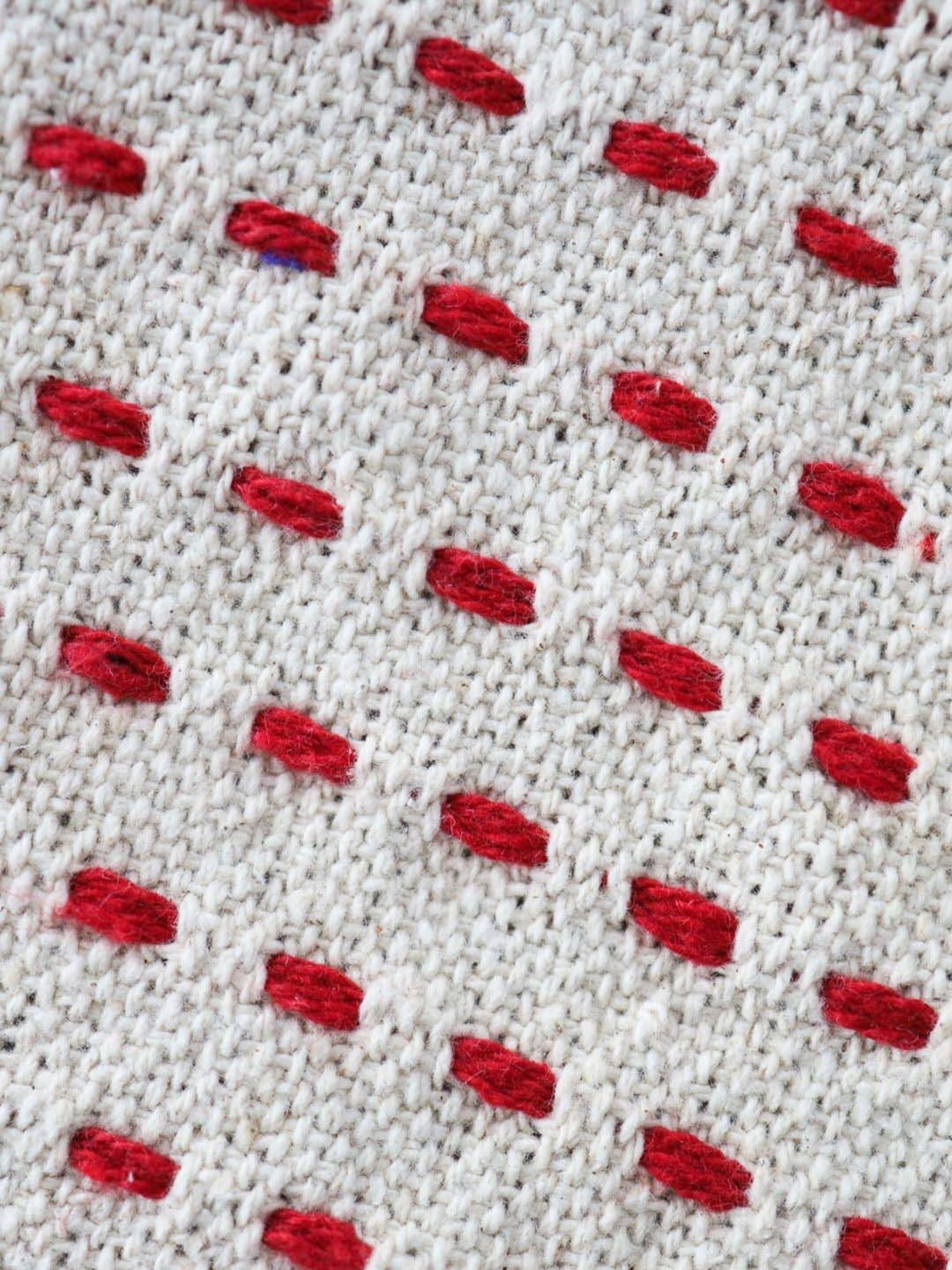 Nestasia Red & Cream Organic Cotton Knitted Throw blanket with texture for Living Room or Bedroom