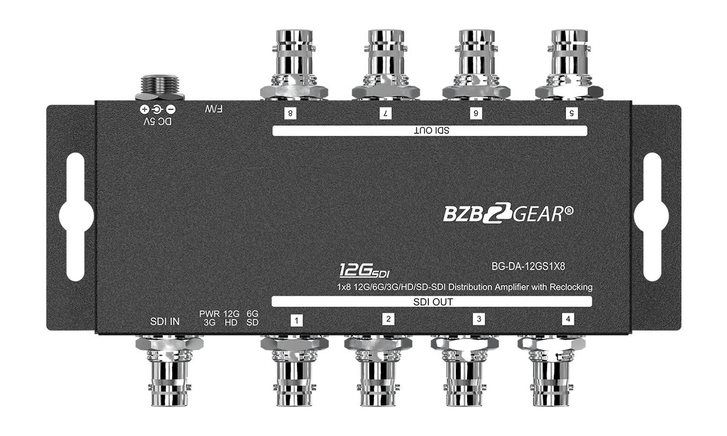 BZBGEAR 12G SDI 1X8 Splitter and Reclocking Distribution Amplifier