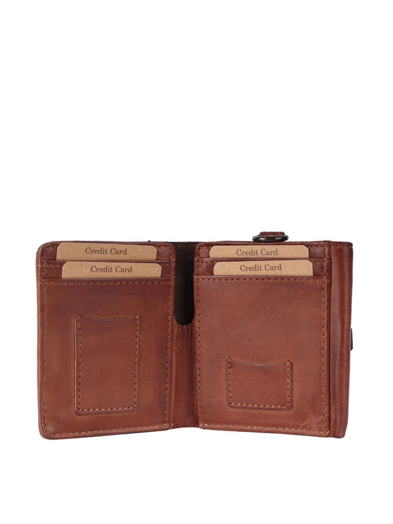KOMPANERO Nico Cognac Leather Solid Bi-Fold Wallet