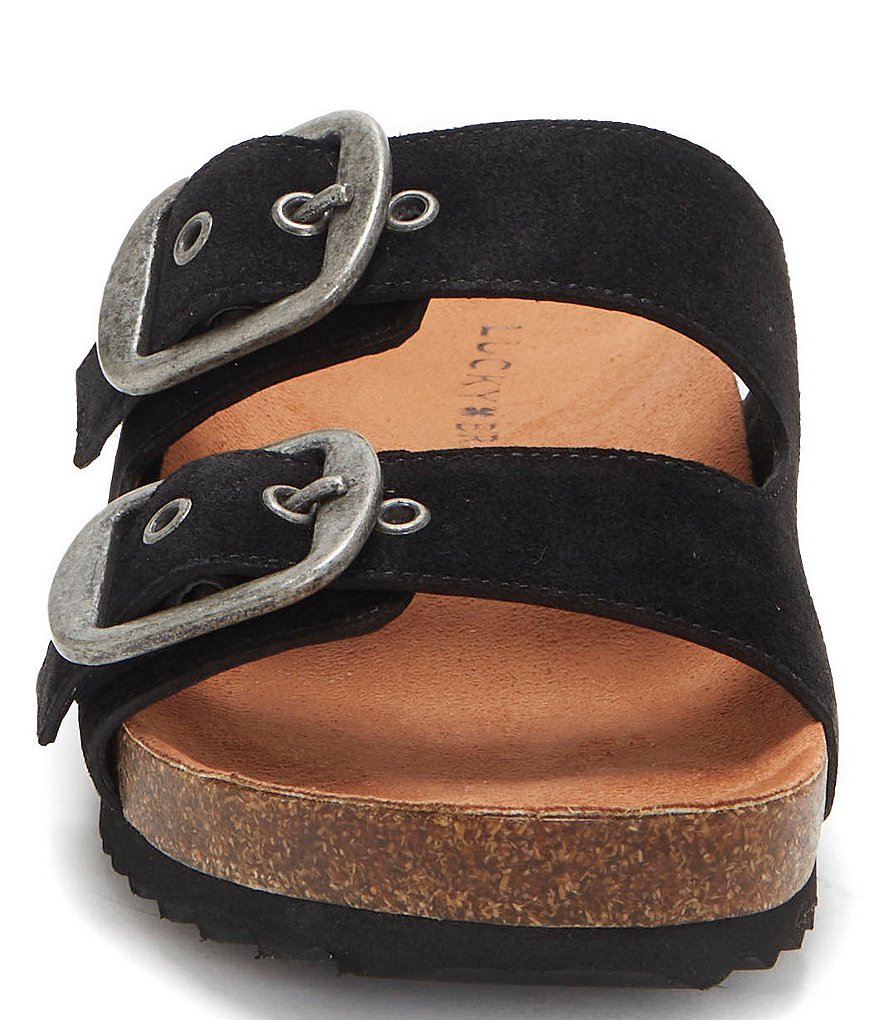 Lucky Brand Mella Leather Double Strap Footbed Slides