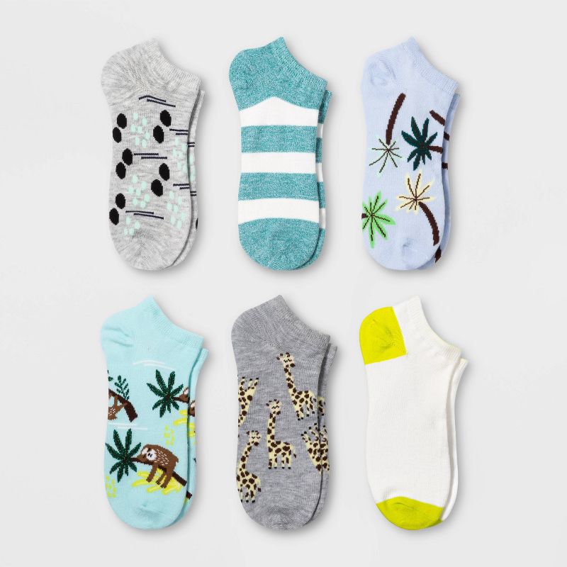 Women's Sloth 6pk Low Cut Socks - Xhilaration™ Blue/White/Gray 4-10
