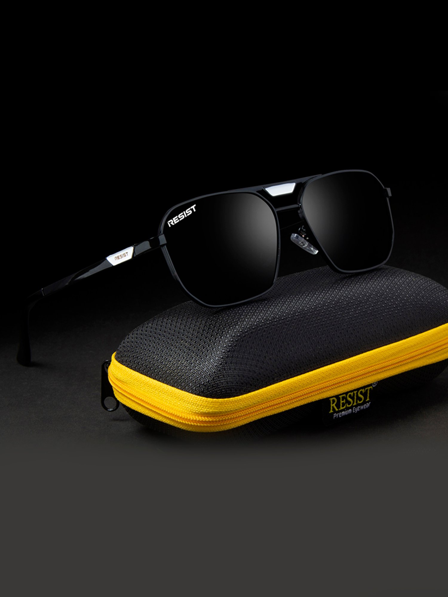 Resist Eyewear Black Square UV Protection Unisex Sunglasses