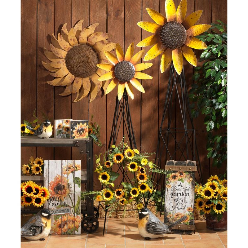 Gerson International Assorted Metal Spinner Sunflower Windmills, Set of 2