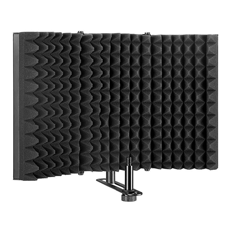 Microphone Isolation Shield Foldable Adjustable Durable Studio Recording Microphone Isolator Panel for Stand Mount or Table Top