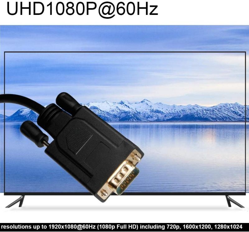 DVI to VGA Cable Adapter 6ft Male DVI-D (24+1) to VGA Male Video Cord Wire for Docking Station Computer Monitor HDTV Porjector