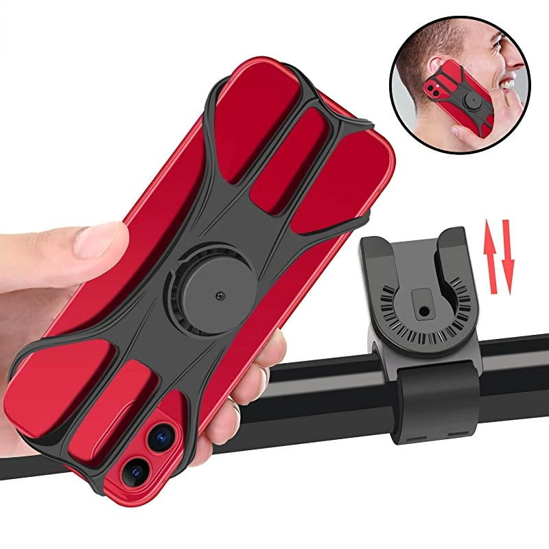 Bike Phone Mount  360&deg; Rotatable Silicone Detachable Bicycle Phone Holder Universal Dia 2046mm Handlebar Mount for Cycling GPS Compatible with iPhone X XR 12 11 88 Plus S20 S10+ S10