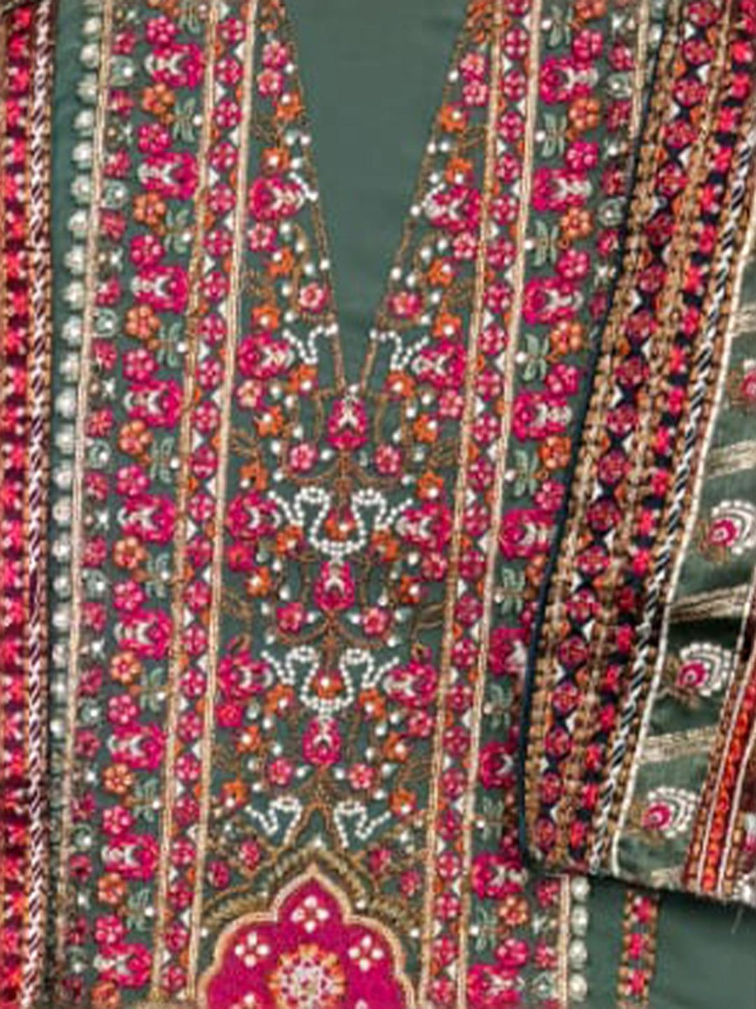 Odette Green Embroidered Unstitched Dress Material