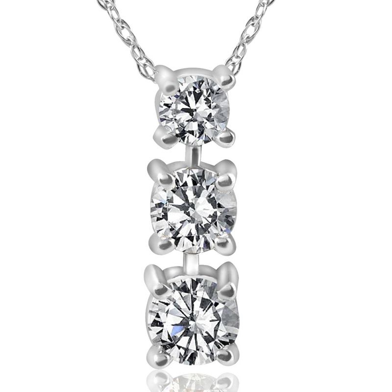 Pompeii3 3/4ct 3-Stone Diamond Pendant 14k White Gold (I-J,I2-I3)