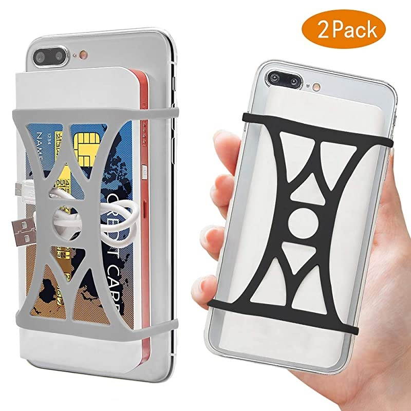 Universal Power Bank Strap 2 Pack Silicone Retractable Cell Phone Strap with Phone Grip Power Bank Holder for Back of Phone Compatible with Most SmartphonesBlack Gray