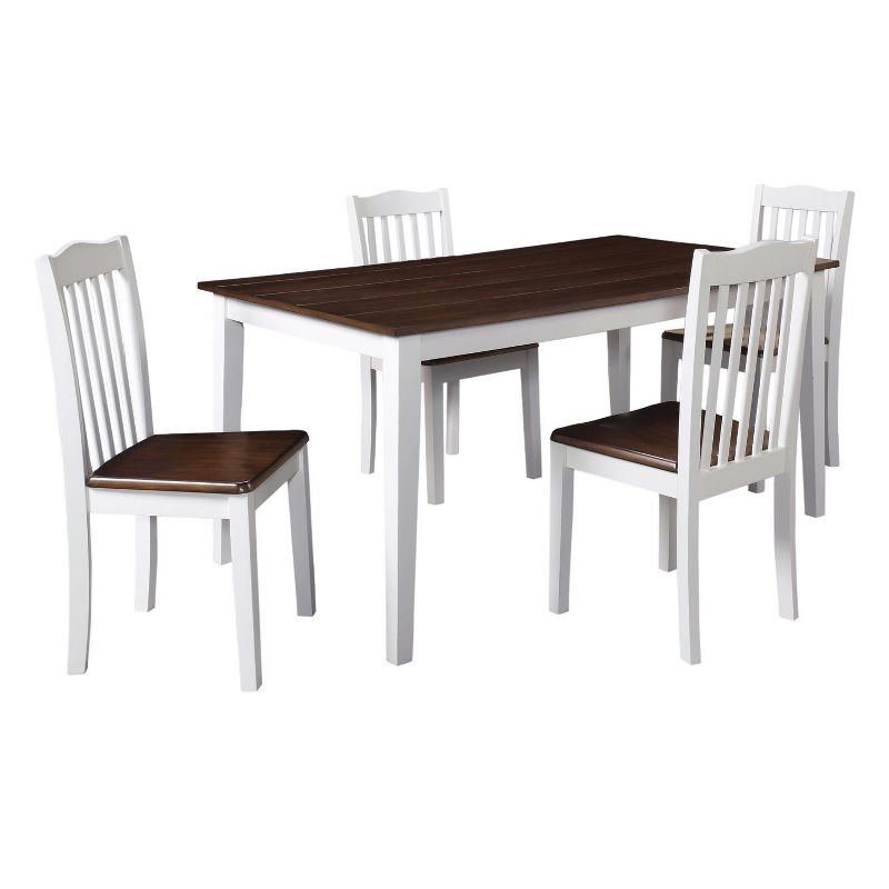 5pc Shiloh Rustic Dining Set - Creamy White-Rustic Mahogany - Dorel Living