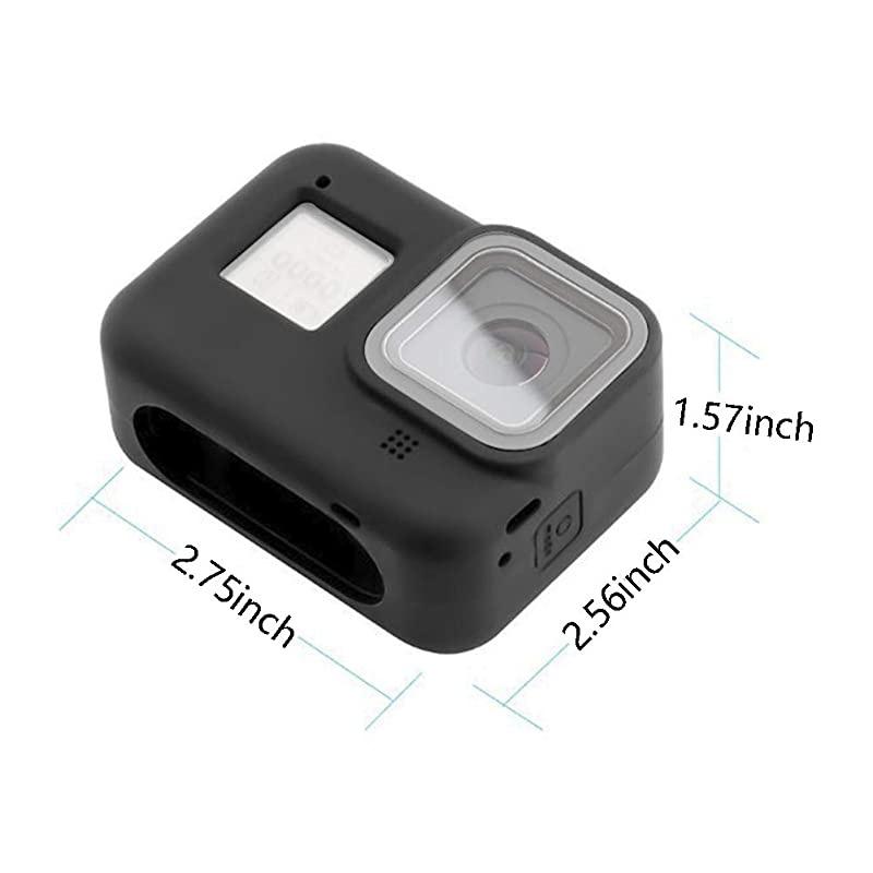 Protective Silicone Sleeve Cases + Lanyard for GoPro Hero 8 Black Accessories Soft Rubber Frame Cover Case Protection for Go Pro Hero8 (Hero8 Black Sleeve Case)