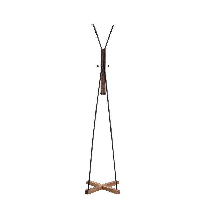 Noma Wood & Metal 8 Hook Standing Coat Rack Brown/Black - Summerland Home