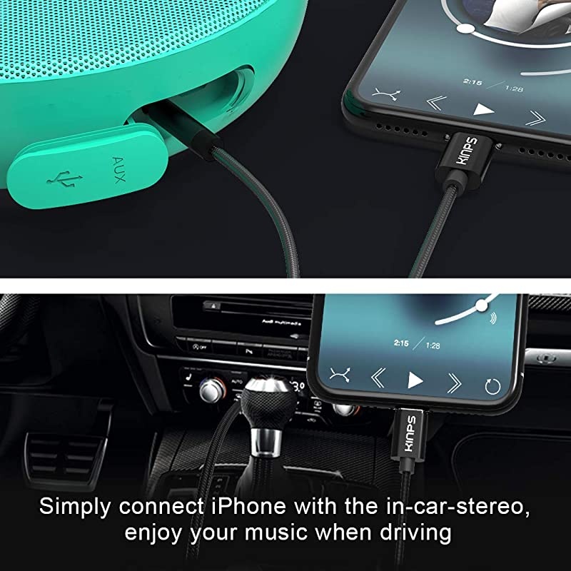 Apple MFI Certified Lightning to 35mm Male Aux Cable 4FT12M Nylon Braided Audio Cord Compatible with iPhone XsXRX8 Plus87 Plus7 Car Stereo Home Stereo and More Black1 Pack