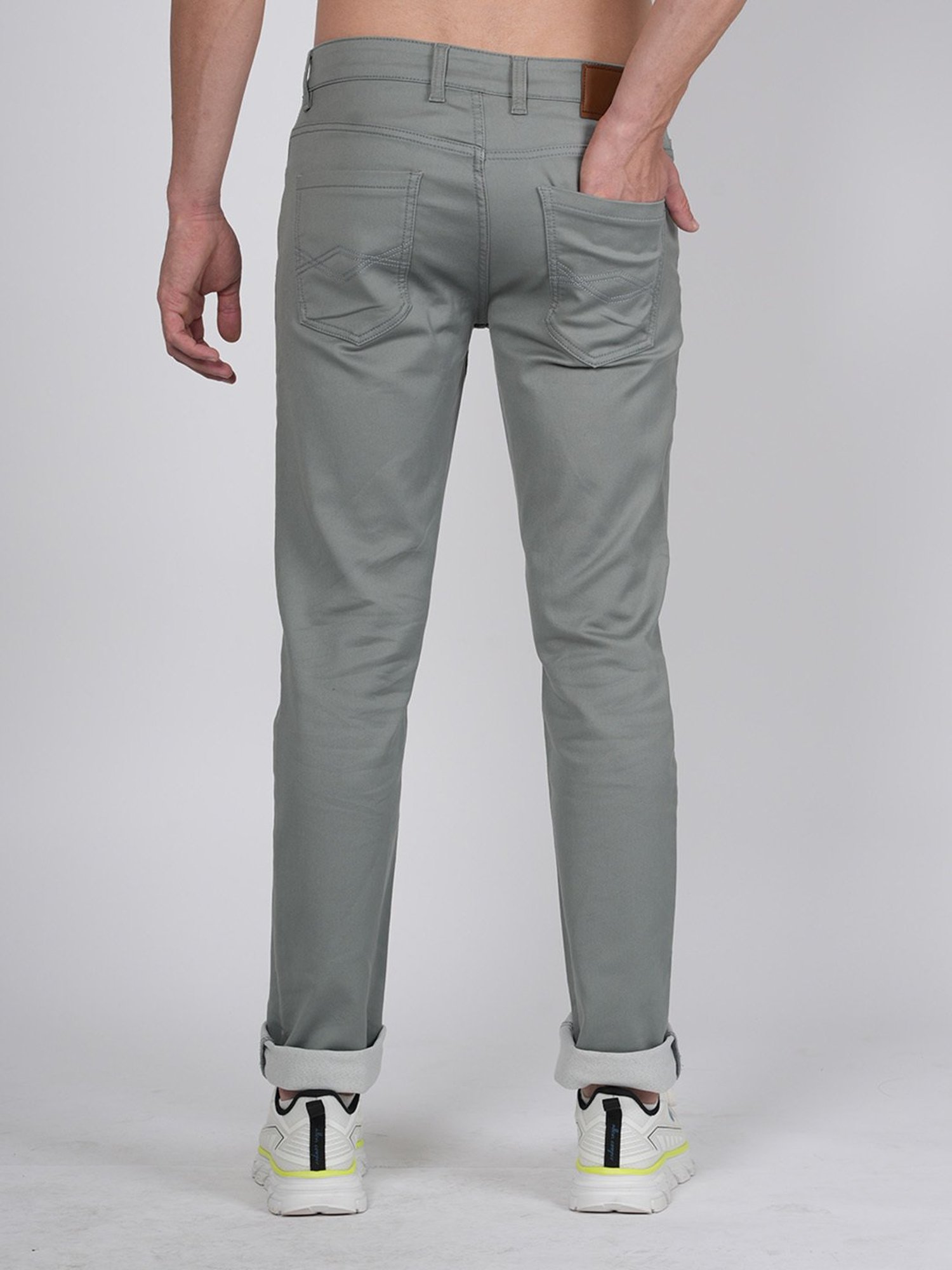 Allen cooper Grey Regular Fit Lightly Washed Jeans