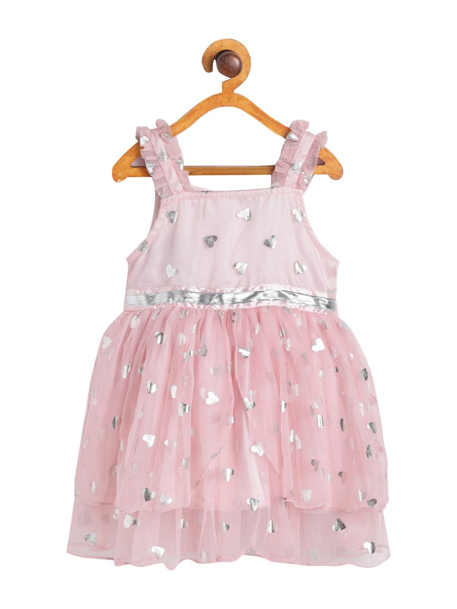612 League Kids Pink Cotton Printed Casual Dress