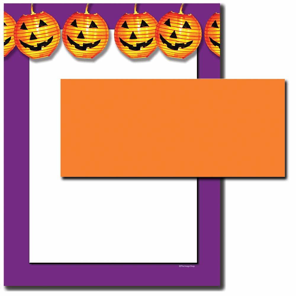 Jack O' Lantern Halloween Letterhead With Coordinating Envelopes, 25pk