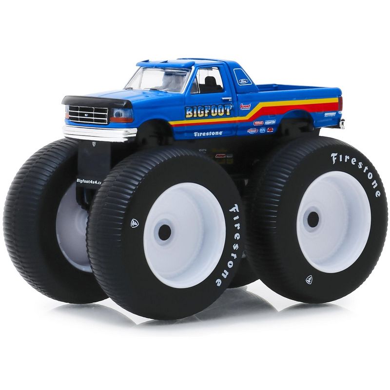 1996 Ford F-250 Monster Truck "Bigfoot #7" Metallic Blue with Stripes 1/64 Diecast Model Car by Greenlight