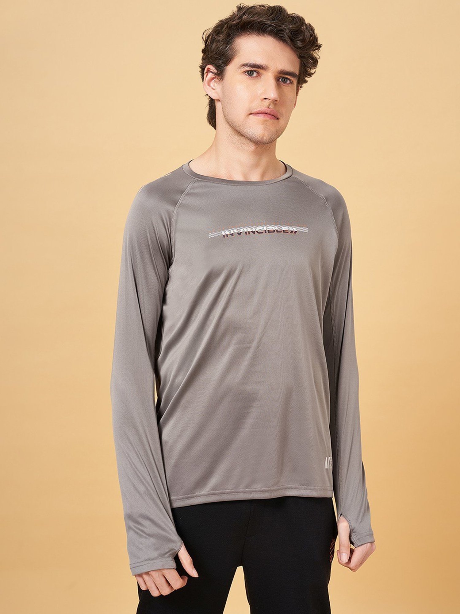 Ajile by Pantaloons Gray Slim Fit T-Shirt