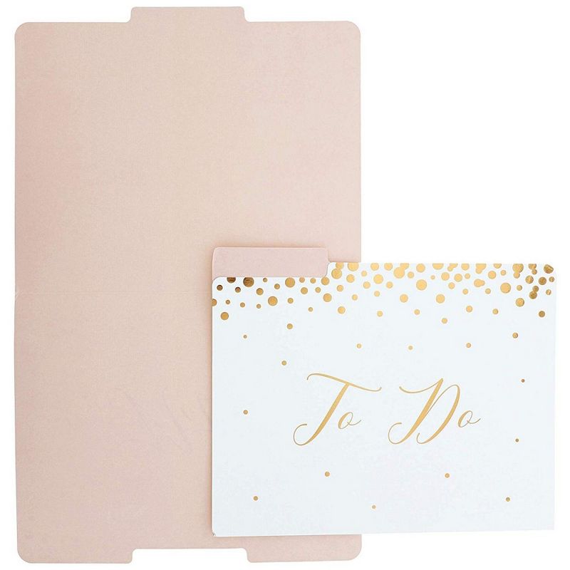 12-Pack Decorative File Folders, Monday to Sunday, Pink & Gold Foil Polka Dots, 9 x 11.5"