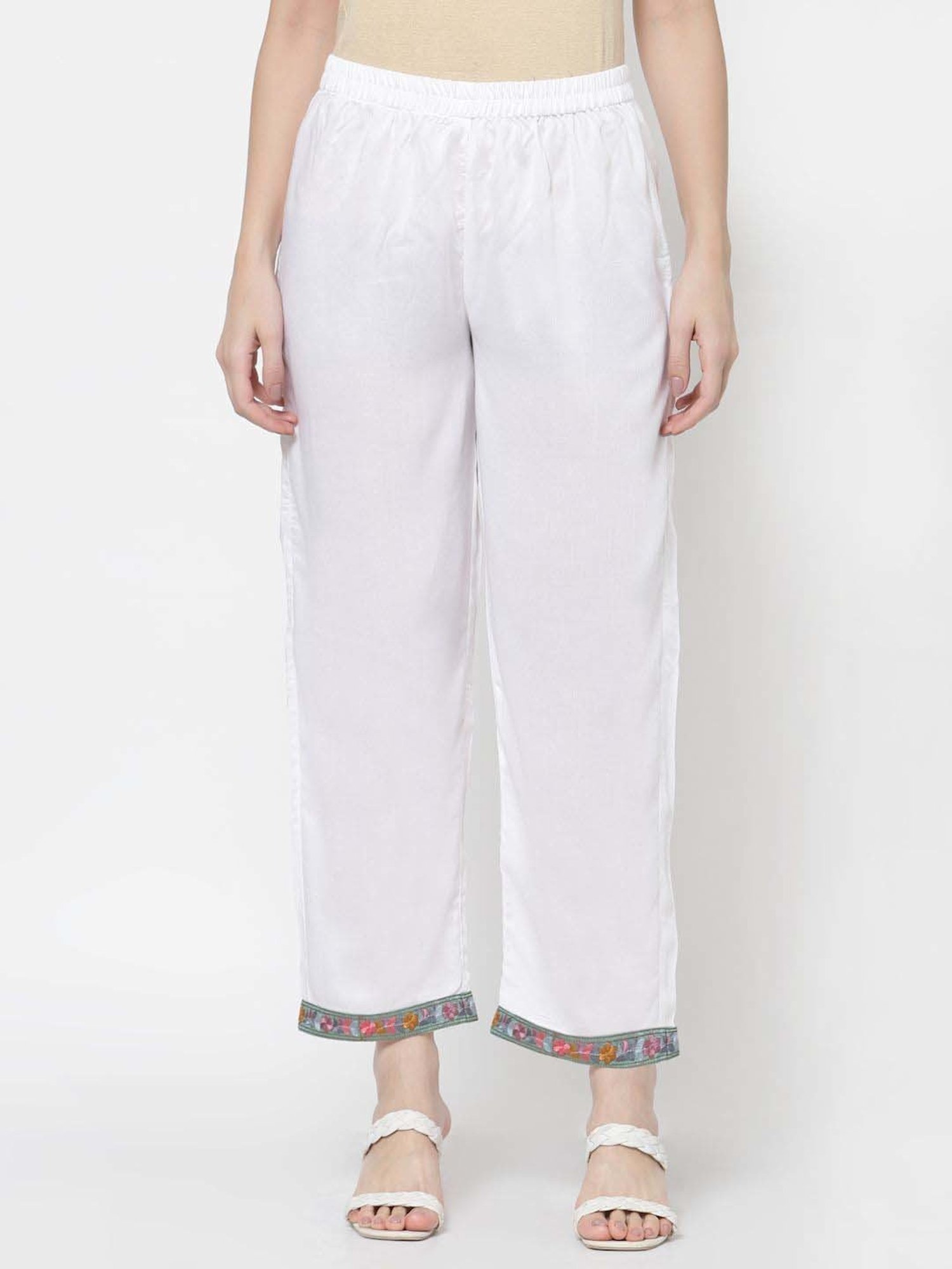 DART STUDIO White Regular Fit Palazzos