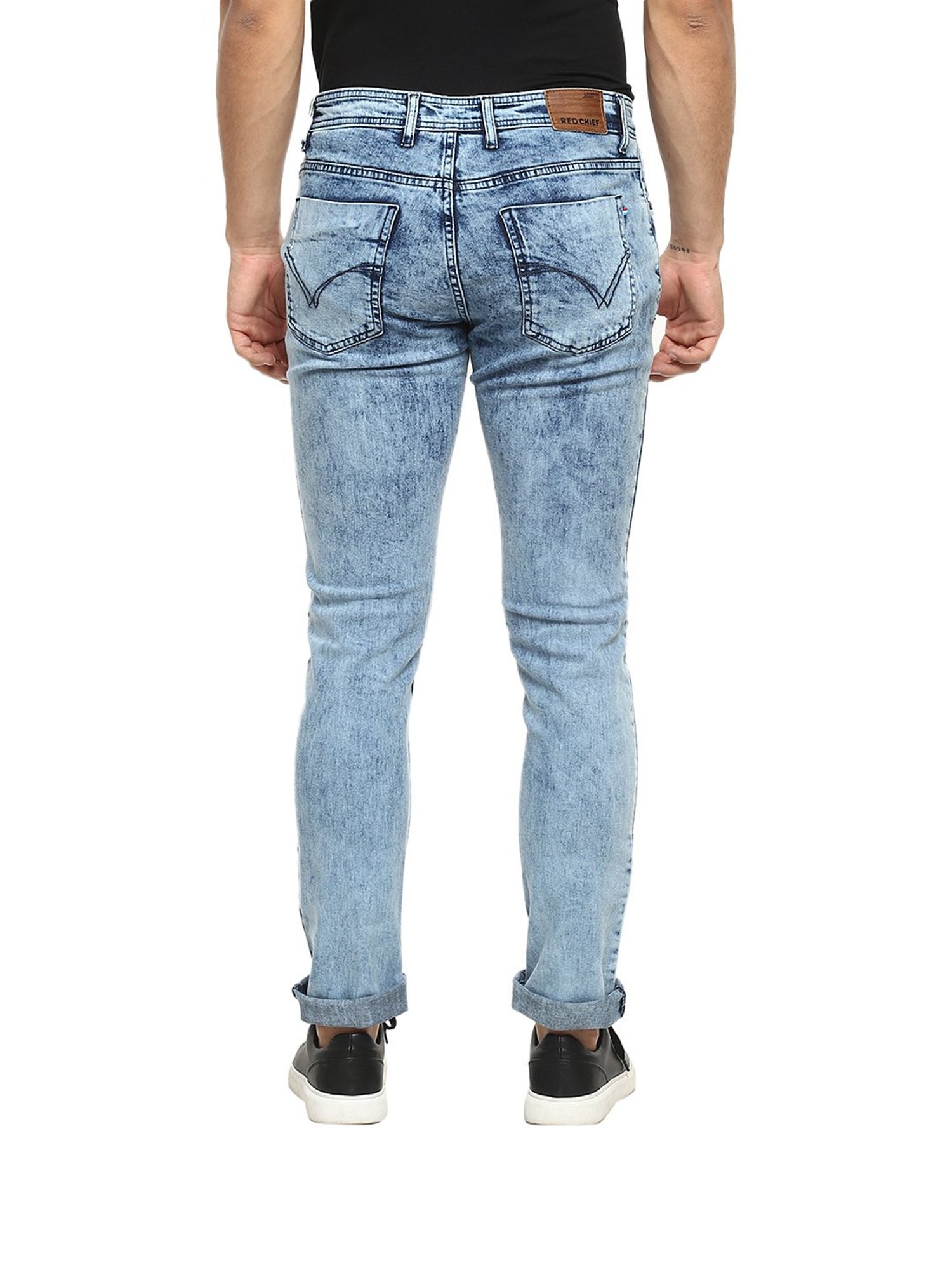 Red Chief Blue Narrow Fit Heavily Washed Jeans