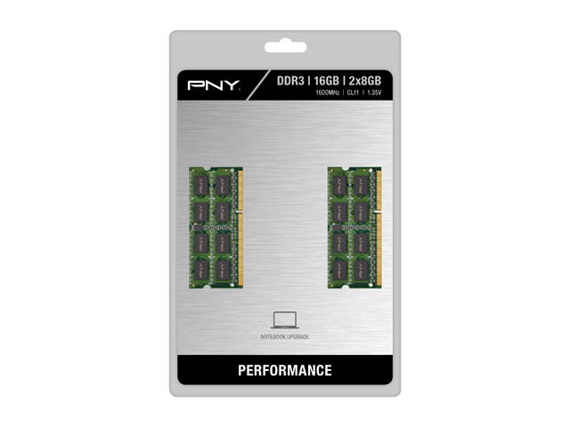 PNY NHS 16GB (2 x 8GB) 204-Pin DDR3 SO-DIMM DDR3L 1600 (PC3L 12800) Laptop Memory Model MN16GK2D31600LV
