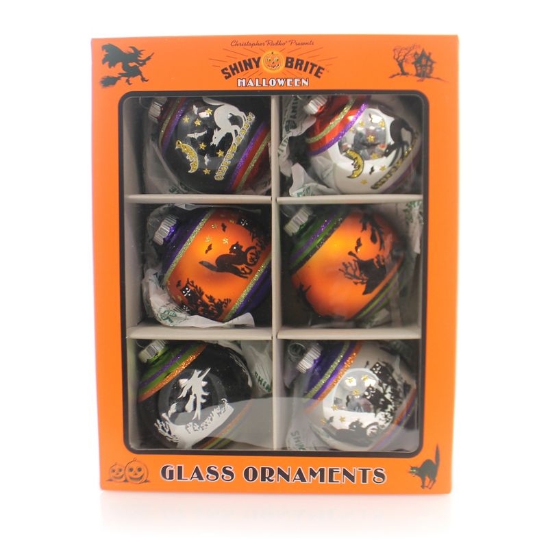 Christopher Radko Halloween Signature Flocked Shiny Brite Ornament  -  Ornament Sets