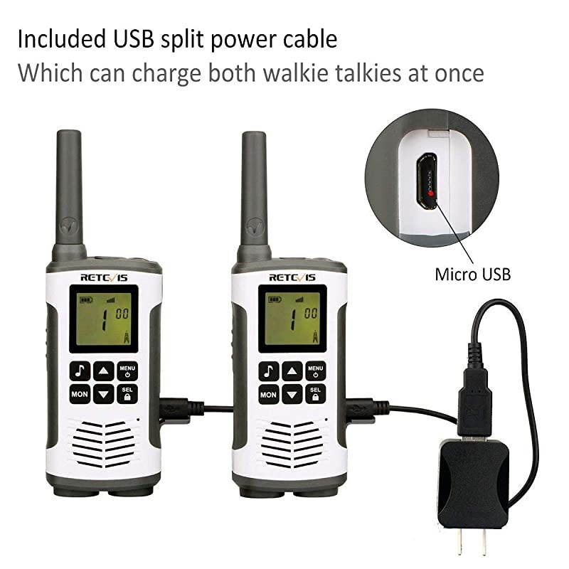 RT45 Walkie Talkie Adult RechargeableLong Range Two Way RadioFlashlight AA 22CH VOXfor Family Outdoor Hiking Camping2 Pack