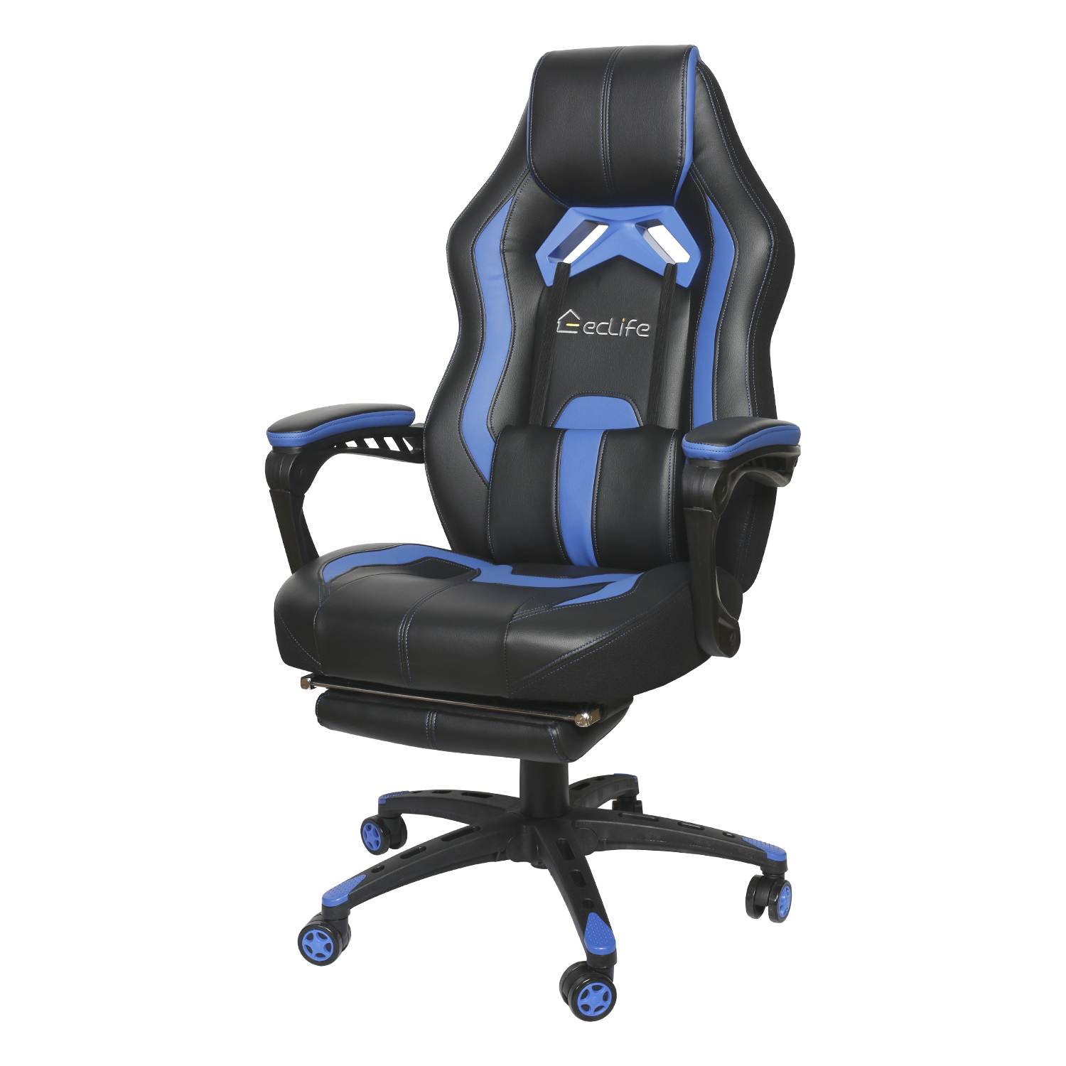 Ergonomic Gaming Chair, Home Office Computer Game Chair, Height Adjustment Recliner 360&deg; Swivel Rocker With Retractable Padded Footrest And Lumbar Pillow E-Sports Chair Super High-back Computer Chair