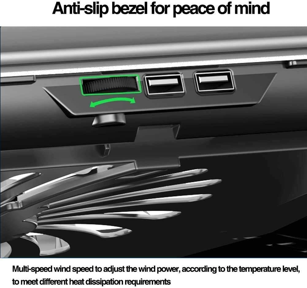 RGB Laptop Cooling Pad with 6 Quiet LED Fans 5 Heights Adjustable and Phone Stand, Dual USB Ports Gaming Laptop Cooler for 11"-18" Gaming Laptops (Blue)