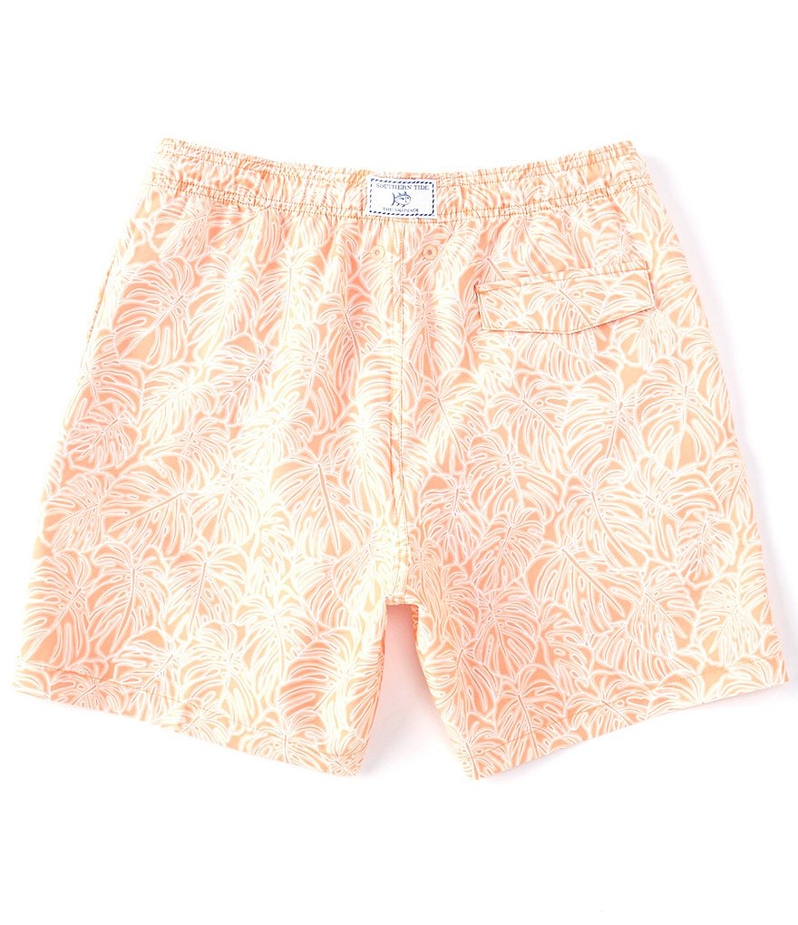 Southern Tide Tonal Palm 6#double; Inseam Packable Swim Trunks