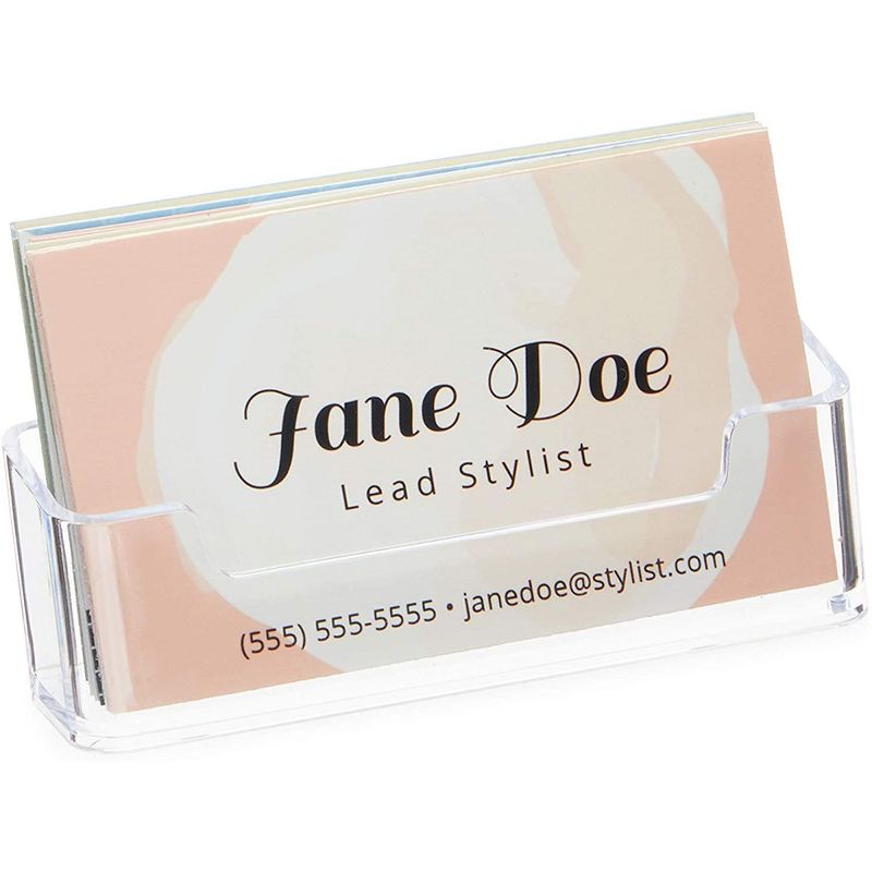 Stockroom Plus 8-Pack Clear Plastic Desktop Business Card Holder Name Card Display Stand, 3.75 x 1.8 x 1.15 in
