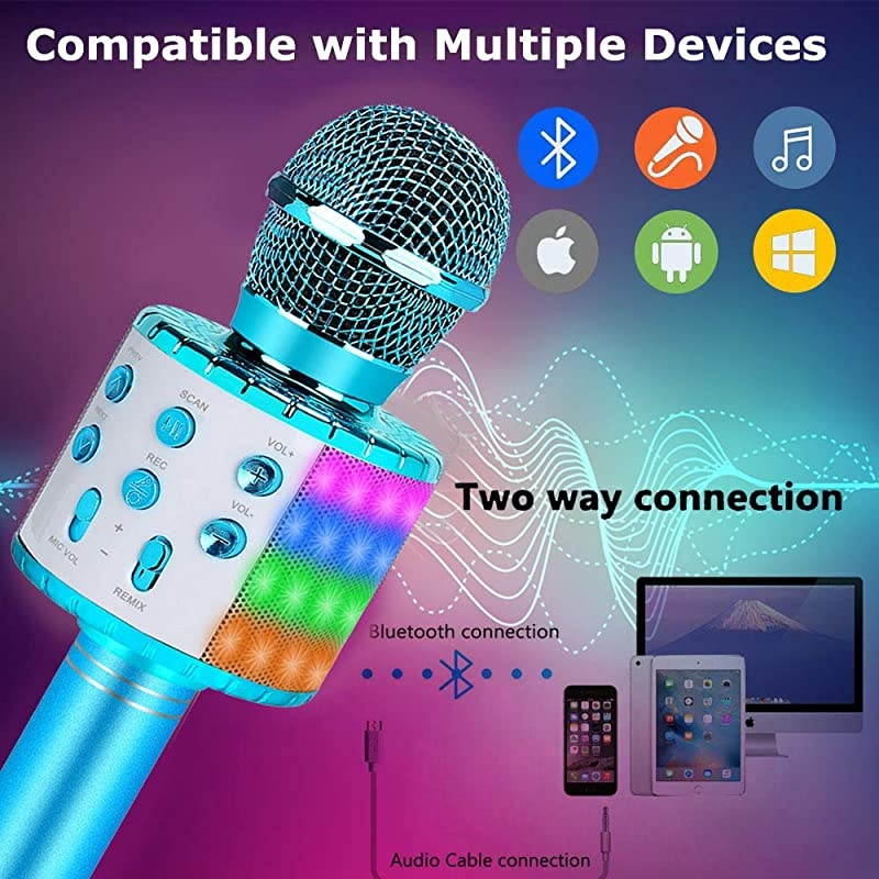 Kids Karaoke Microphone, Gifts for 7 8 9 Year Old Young Girls,Hot Girl Toys Age 4-16,Top Birthday Presents for 5 6 Year Old Teens Blue