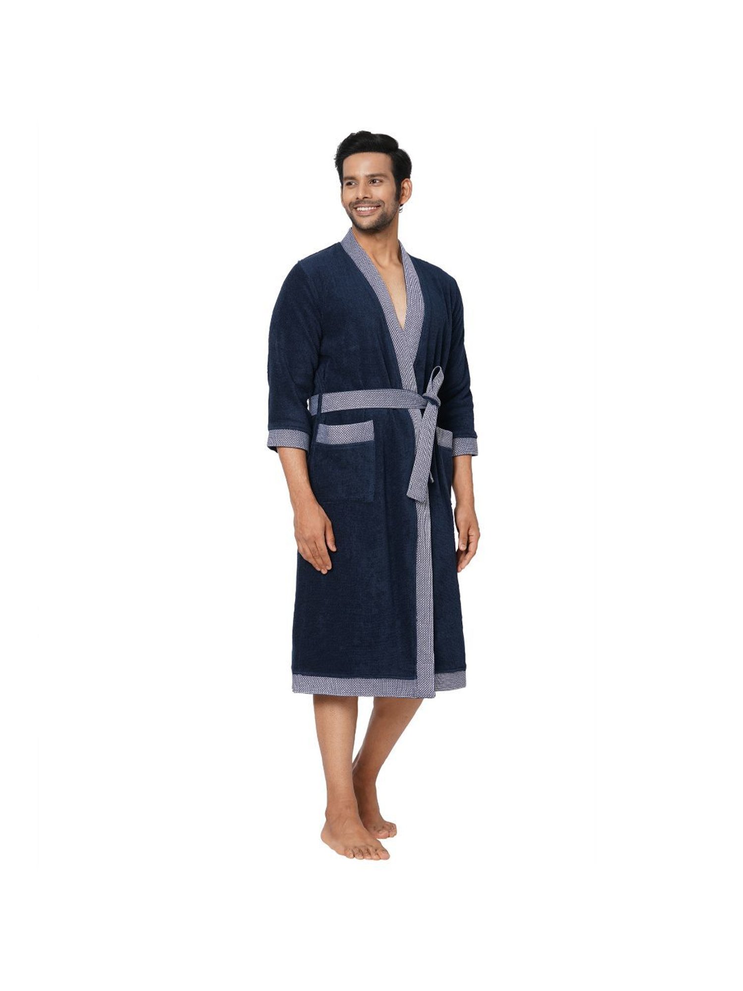 Spaces Hygro Solid Dark Blue Cotton Bathrobes