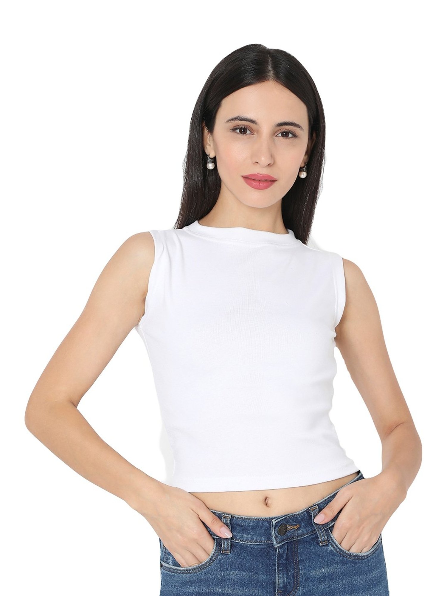 Salwar Studio White Cotton Lycra Stretchable Saree Blouse