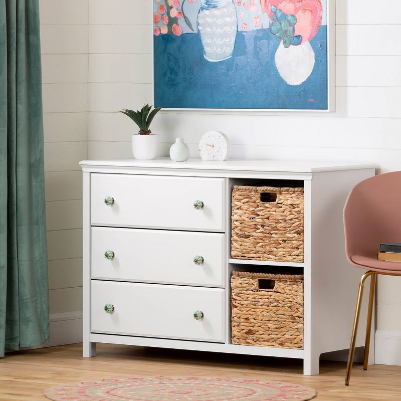 Bella Kids' 3 Drawer Dresser with Cubbies White - Room & Joy
