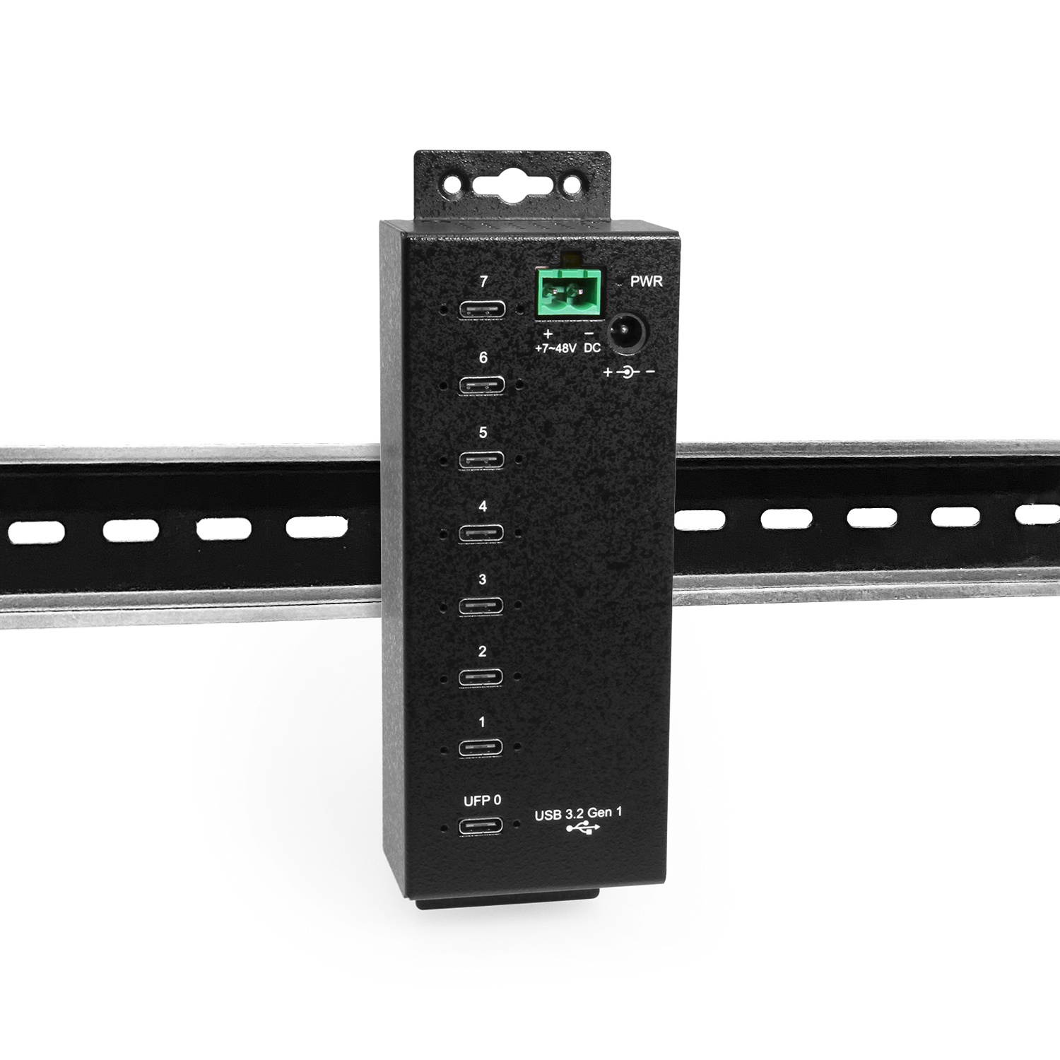 Coolgear 7-port USB-C 3.2 Hub w/ 15KV ESD Surge Protection DIN RAIL Mount