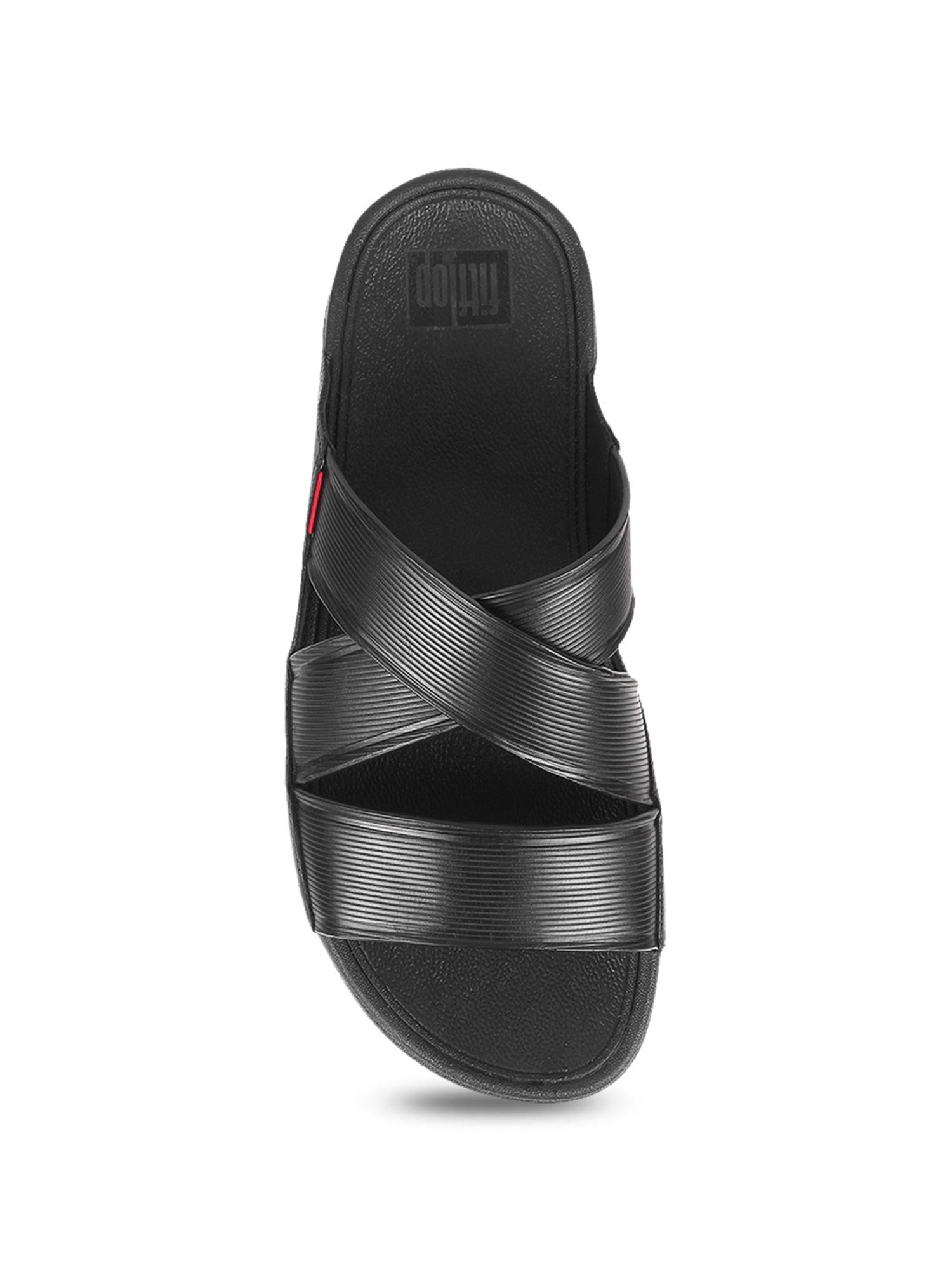 FitFlop Men's Black Cross Strap Sandals