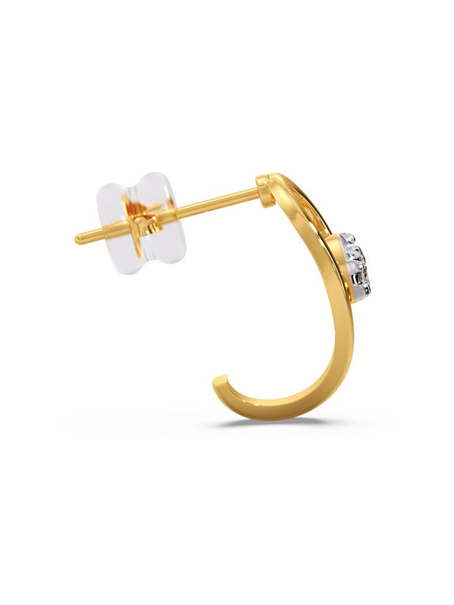 Candere by Kalyan Jewellers Stylish 18K Yellow Gold and Diamond Stud Earrings