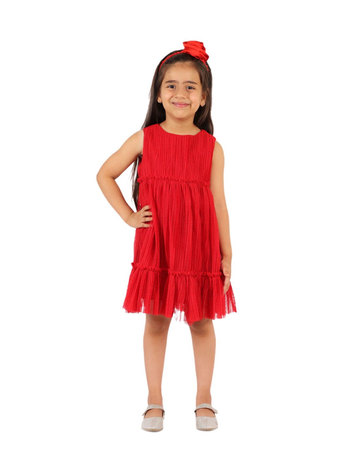 KidsDew Kids Red Solid Dress