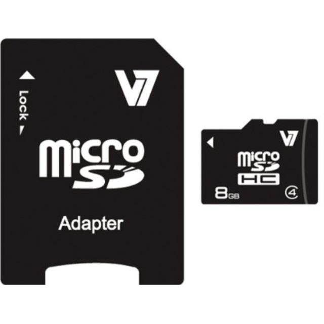 V7 8GB MicroSDHC Class 4 Flash Memory Card with SD Adapter (VAMSDH8GCL4R-1N)