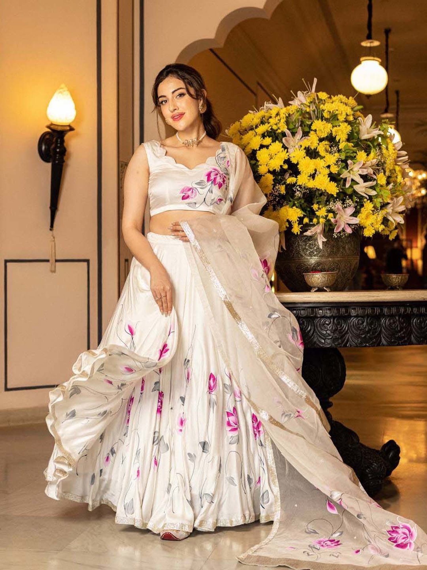 studiorasa Purple Hand Block Print Lehenga Set