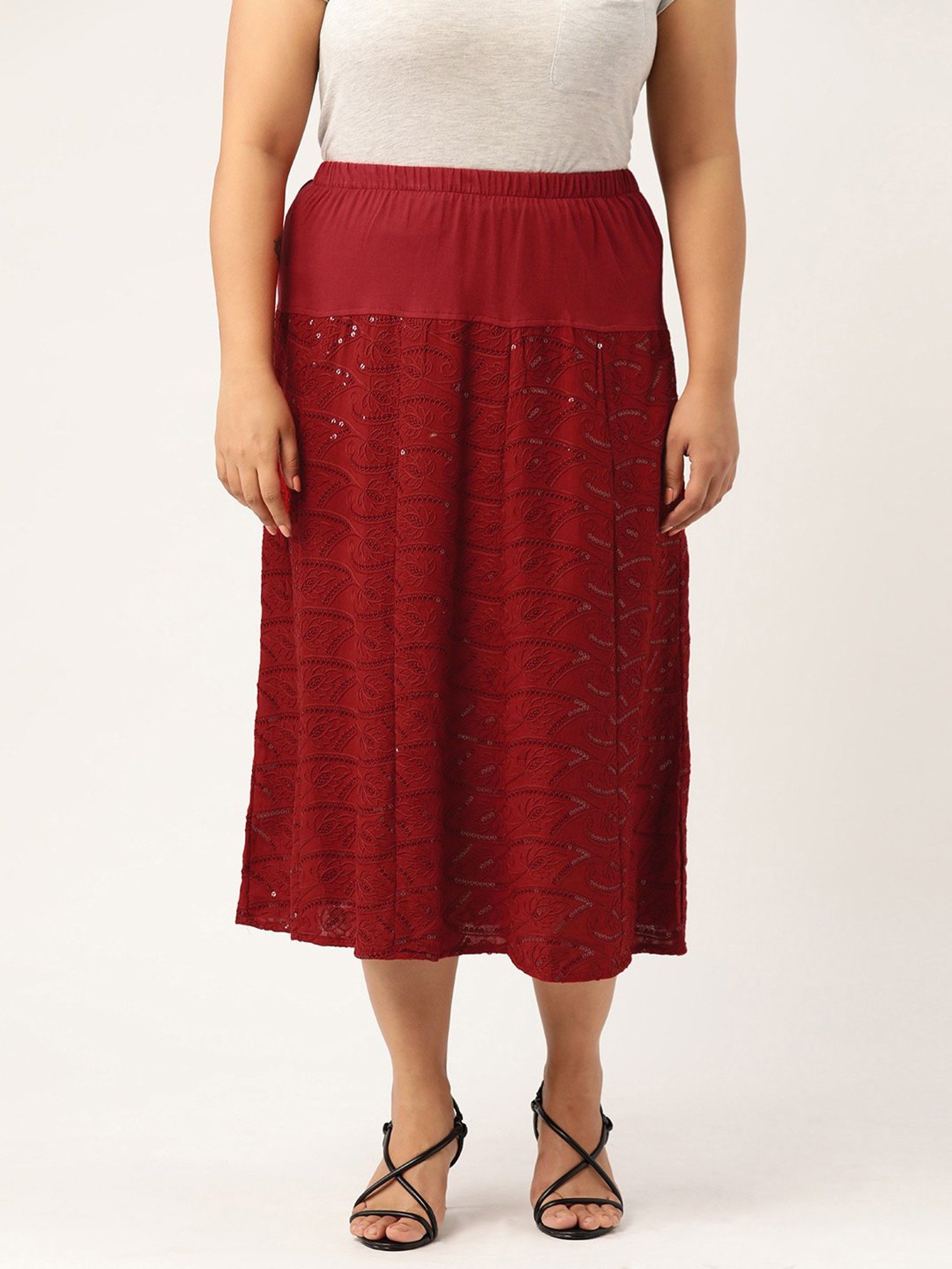 theRebelinme Red Circular Maxi Skirt