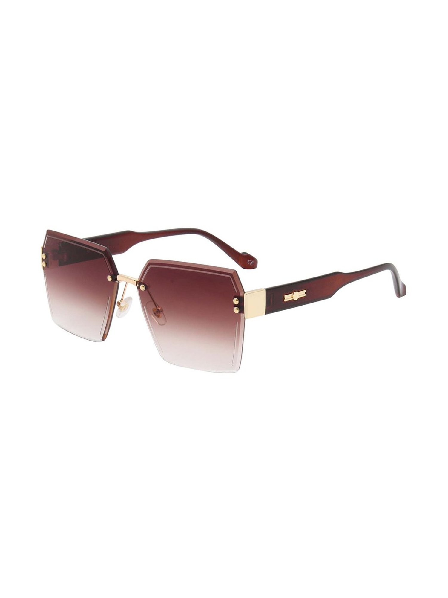 Ted Smith Brown Square UV Protection Unisex Sunglasses