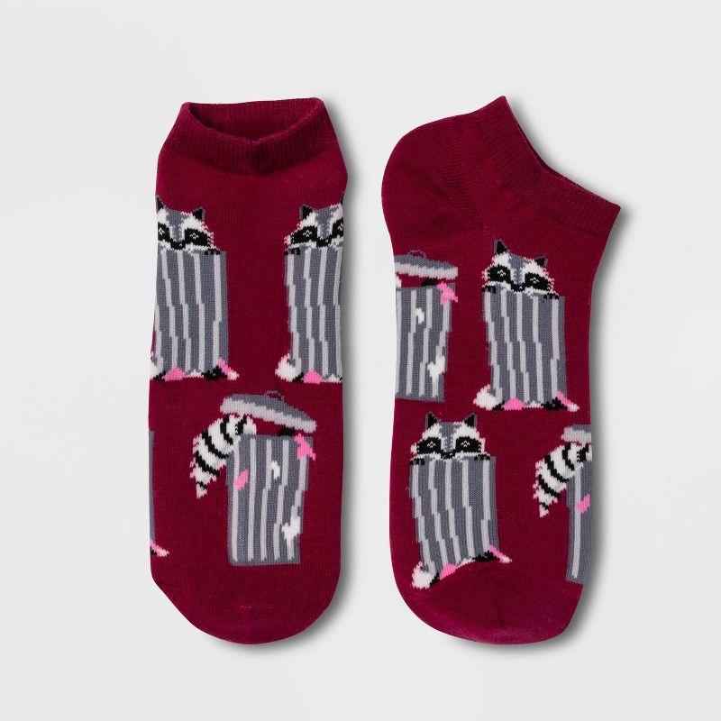 Women's Trash Panda Raccoon Low Cut Socks - Xhilaration™ Purple 4-10